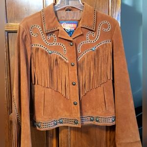 Genuine leather suede boho western fringe jacket --Cripple Creek size Medium
